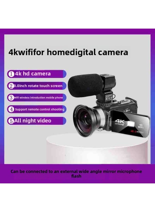 Generic 3inch Touch 48.0million Hd Wifi Home Digital Video Camera 4K Photo Remote Control Selfie Beauty Camera-Body Color:Hood  - Image 2