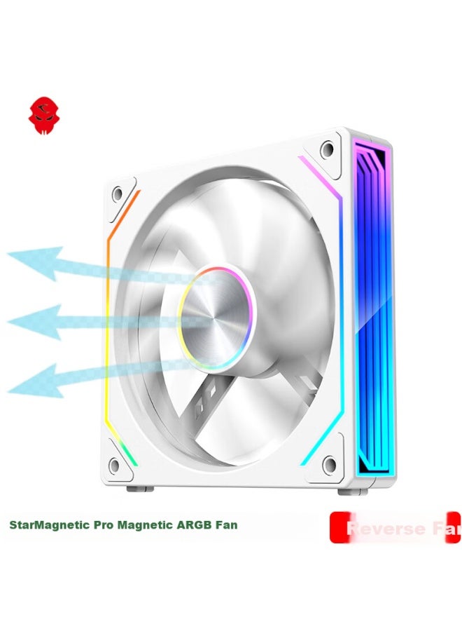 Play Jia Wanjia Xingci Pro Magnetic Building Blocks Fan White Reverse Single Pack 12cm Water Cooling Fan Magnetic Adsorption Wireless Splicing/argb Synchronization/pwm Temperature Control - Image 1