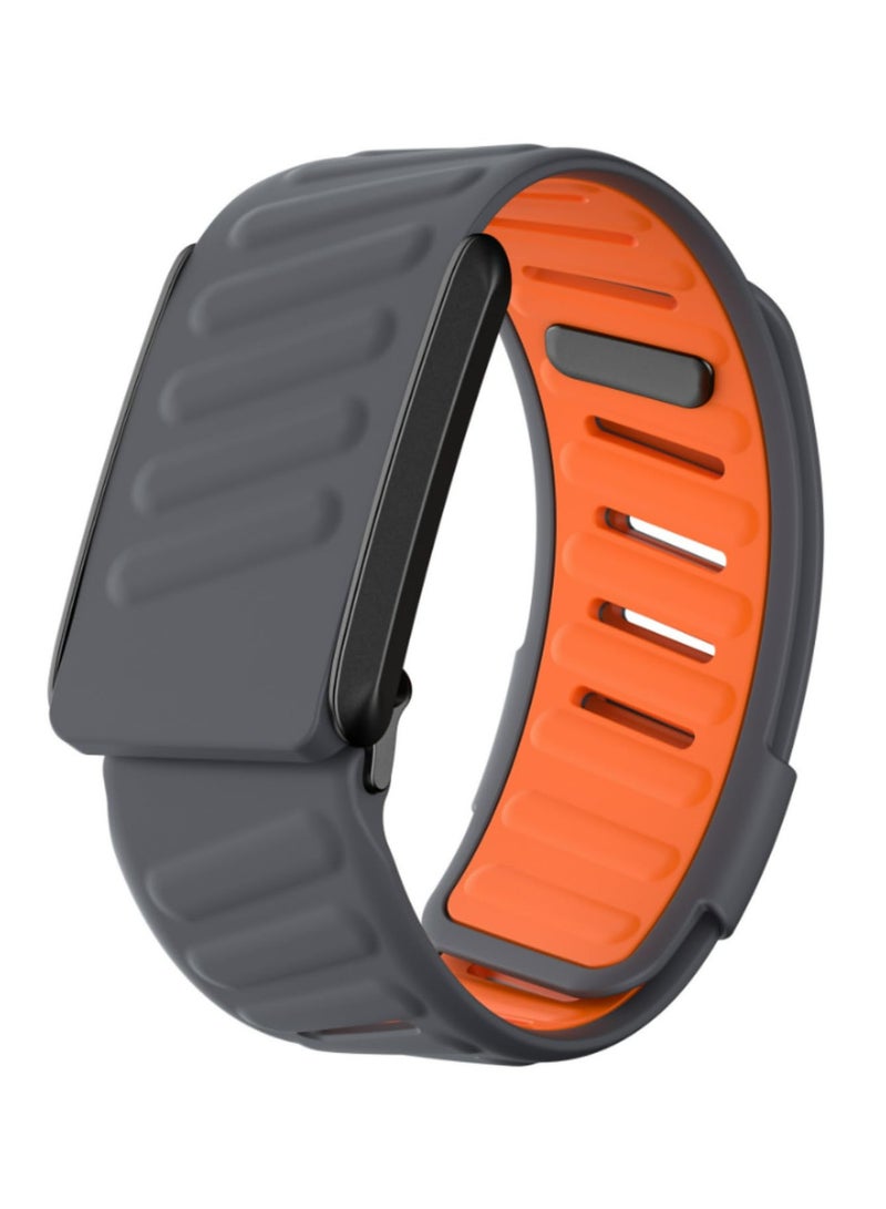 1PCS Band Soft-Touch Silicone Waterproof and Sweatproof Adjustable Strap Compatible for WHOOP 4.0 Heart Rate Monitor-Dark Grey Orange (olny band No Sensor) - Image 1