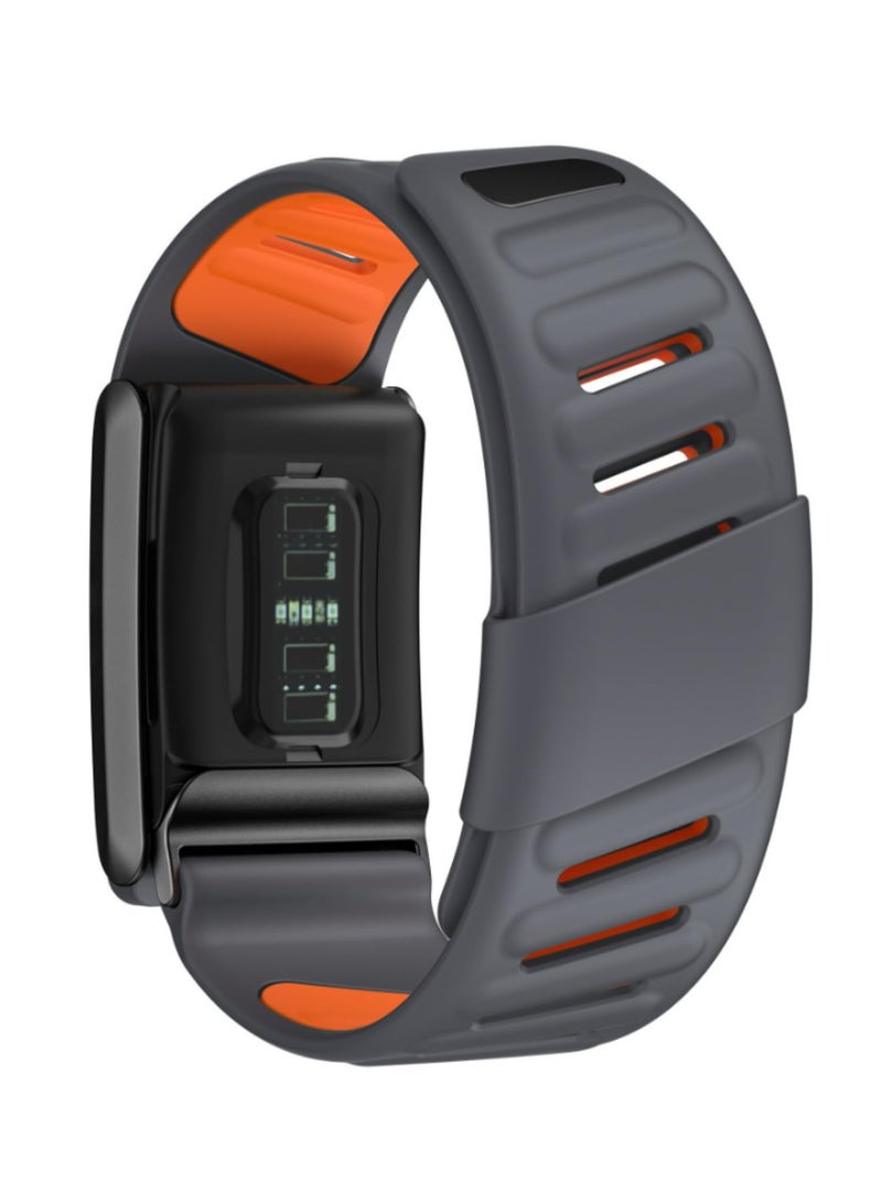 1PCS Band Soft-Touch Silicone Waterproof and Sweatproof Adjustable Strap Compatible for WHOOP 4.0 Heart Rate Monitor-Dark Grey Orange (olny band No Sensor) - Image 2