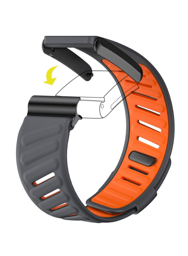 1PCS Band Soft-Touch Silicone Waterproof and Sweatproof Adjustable Strap Compatible for WHOOP 4.0 Heart Rate Monitor-Dark Grey Orange (olny band No Sensor) - Image 3