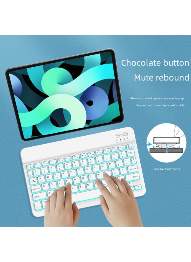 Generic - Hot Models For 10-inch Tablet Ipad For Huawei Samsung Multilingual Bluetooth Wireless Mute Tablet Keyboard-Color:Light Blue-Product Type:Backlight - Image 1