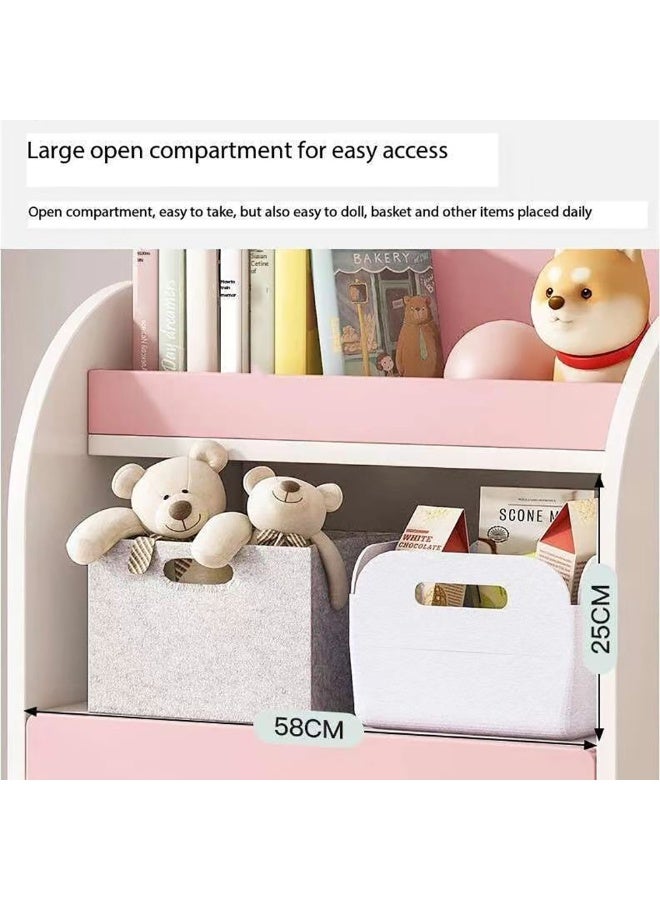 Generic Creative Kids Wardrobe, Wooden Cabinet with 5 Drawers and Hanging Area for Clothes Storage Organizer, Modern Closet Heavy Duty Bedroom Furniture for Boys Girls, YN011 (Pink)  - Image 4