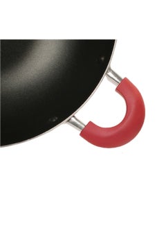 Sweet Home 24 CM Non-Stick Wok Pan with Lid - Red/Black, Multi-layer Non-Stick Interior, Silicone Polyester Exterior, Solid Bottom, Compatible with Electric and Gas Cooktops  - Image 3