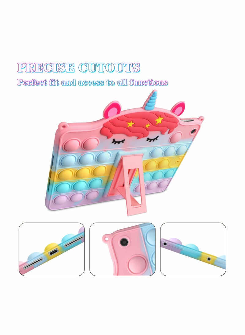 Excefore Tablet Case, Cute Rainbow Unicorn Case for iPad 6th 5th Generation Case for iPad 2018/2017 9.7 inch with Kickstand for Girls Women Silicone Fidget Bubble Case - Image 2