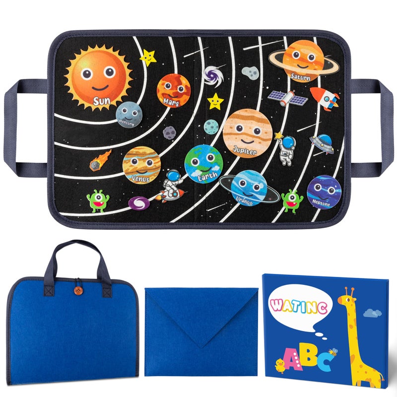 WATINC 25Pcs Outer Space Travel Felt-Board Story Set Portable Felt Board Solar System Universe Storytelling Planets Astronaut Galaxy Themed Preschool Early Learning Interactive Play Kit for Toddlers - Image 1