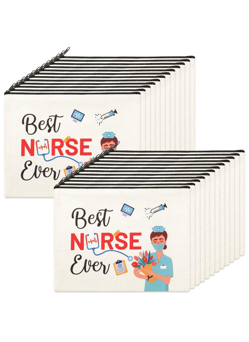 LEIFIDE - LEIFIDE 24 Pieces Nurse Appreciation Gift Makeup Bags for Women, Canvas Nurse Cosmetic Bag Practitioner Gifts(Vivid Style) - Image 1