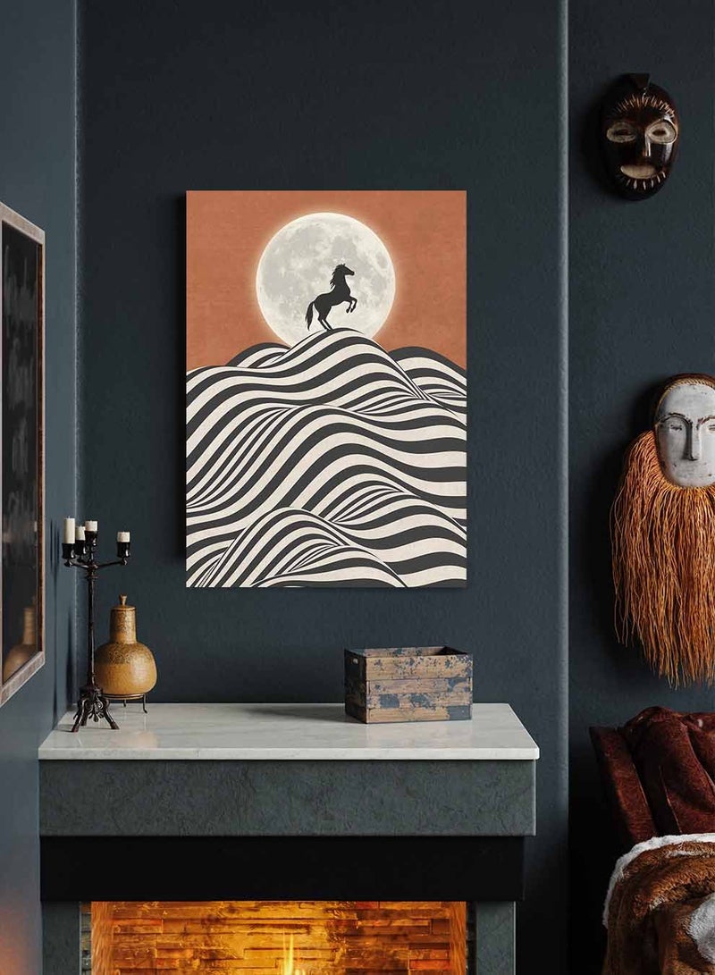 لوحة كانفاس على إطار خشبي، تصميم حصان على القمة، للمنزل، غرفة المعيشة، المكتب، الديكور - Image 1