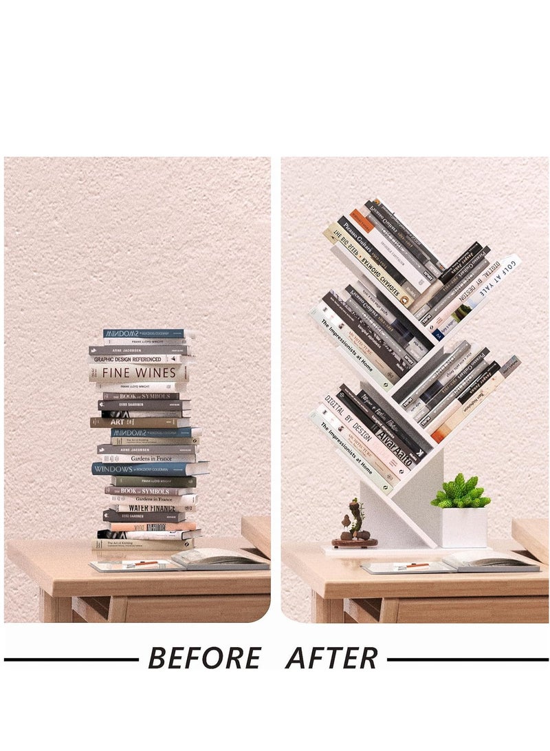 تراسل رف كتب 5 أرفف خزانة كتب قائمة بذاتها ذات مساحة صغيرة برج كتب صغير المساحة للكتب والمجلات والمكتب رف تخزين صغير لسطح المكتب، رفوف تنظيم المرافق لغرفة المعيشة وغرفة النوم  - Image 3