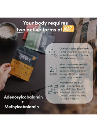 Vitamin B12 Tablets High Strength - 1 Year Supply (365 Tablets) - 1000mcg Dual Power B12 Vitamin Complex with Methylcobalamin & Adenosylcobalamin - Vegan Supplement - view 2