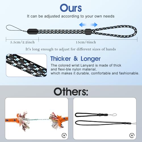 CoolShef Adjustable Hand Wrist Strap Lanyard, 6 Pack Mobile Hanging Chains, Phone Bracelet String with Keychain Tag Holder for Cellphone, USB Flash Drive, Pendrive, Camera, ID, Keys – Multicolor - Image 2