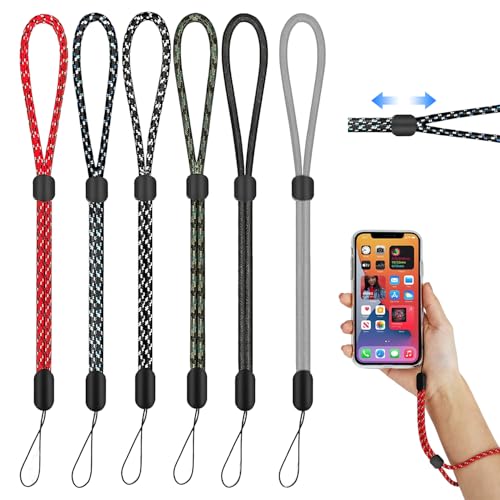 CoolShef Adjustable Hand Wrist Strap Lanyard, 6 Pack Mobile Hanging Chains, Phone Bracelet String with Keychain Tag Holder for Cellphone, USB Flash Drive, Pendrive, Camera, ID, Keys – Multicolor - Image 1