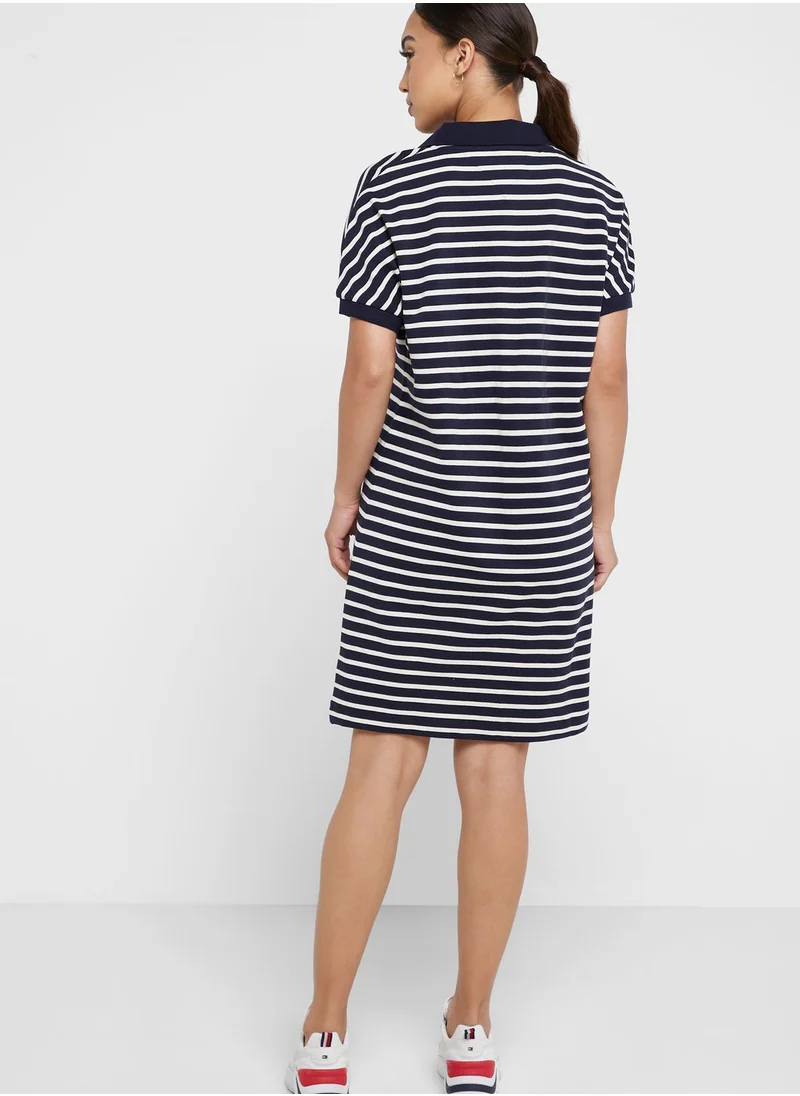 TOMMY HILFIGER Polo Neck Striped Dress