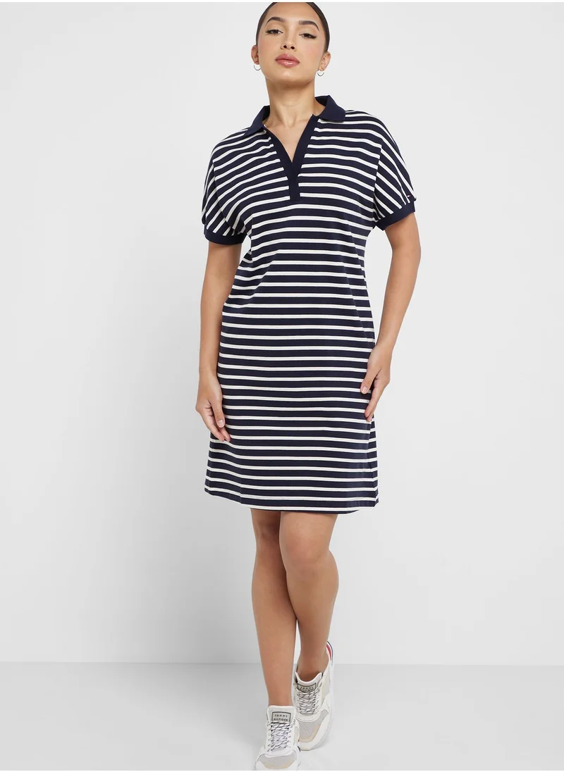 TOMMY HILFIGER Polo Neck Striped Dress