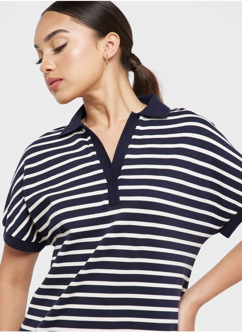 TOMMY HILFIGER Polo Neck Striped Dress