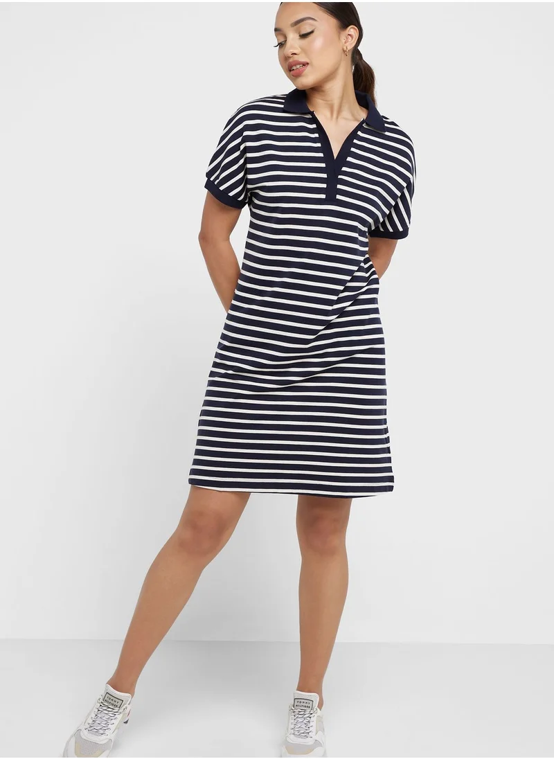 TOMMY HILFIGER Polo Neck Striped Dress