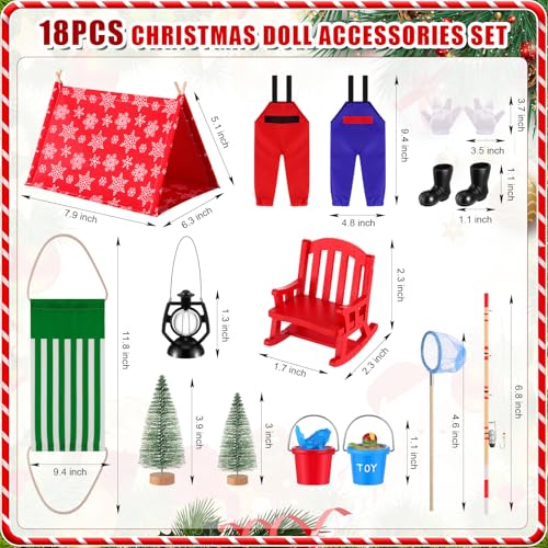 Realspring 18 Pcs Christmas Doll Accessories Kit Doll Fishing Set Include Pole Outfits Clothes and Camping Accessories for Christmas Holiday DIY Activity Xmas Gift Props DecorFishing - Image 5