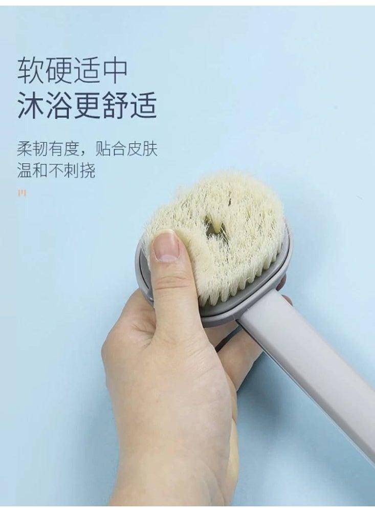 فرشاة استحمام للجسم بمقبض طويل وموزع مدمج لتقشير وتنظيف البشرة وتدليك الظهر وتنشيط الدورة الدموية DK - Image 2