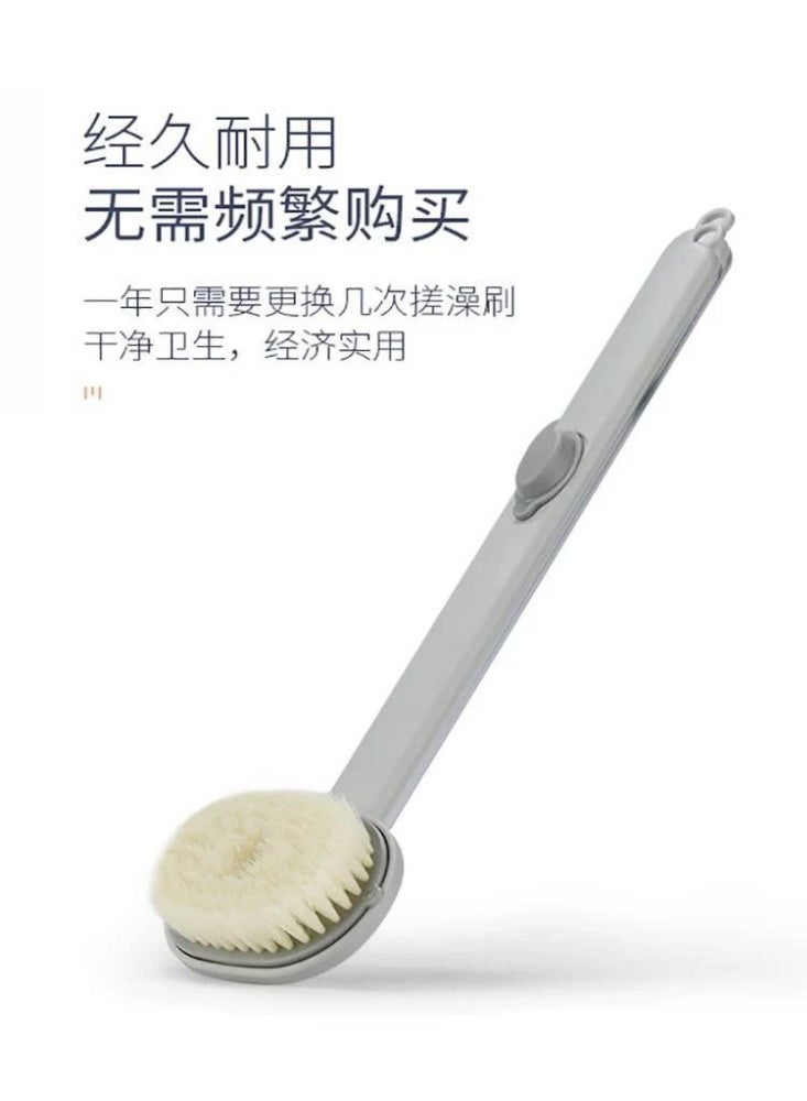 فرشاة استحمام للجسم بمقبض طويل وموزع مدمج لتقشير وتنظيف البشرة وتدليك الظهر وتنشيط الدورة الدموية DK - Image 1