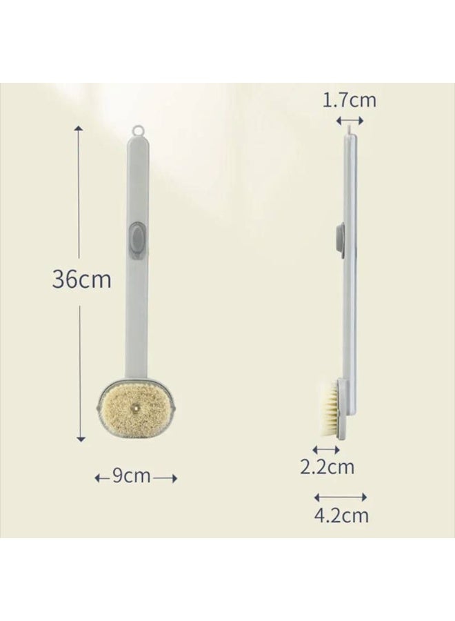فرشاة استحمام للجسم بمقبض طويل وموزع مدمج لتقشير وتنظيف البشرة وتدليك الظهر وتنشيط الدورة الدموية DK - Image 3