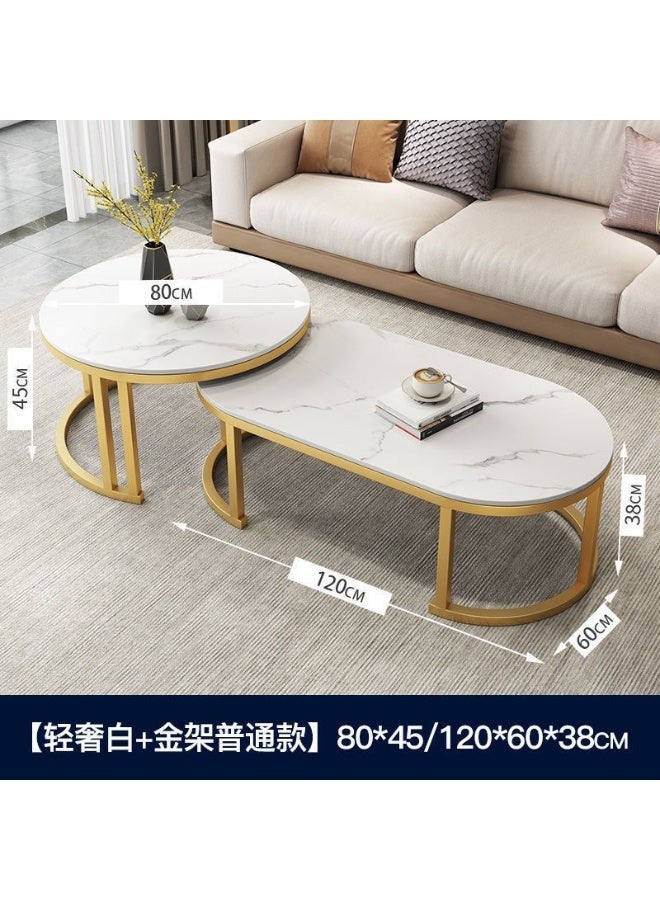 Coffee Table Marble Effect Glass Top Nesting Tables for Home Office or Living Room - Image 3