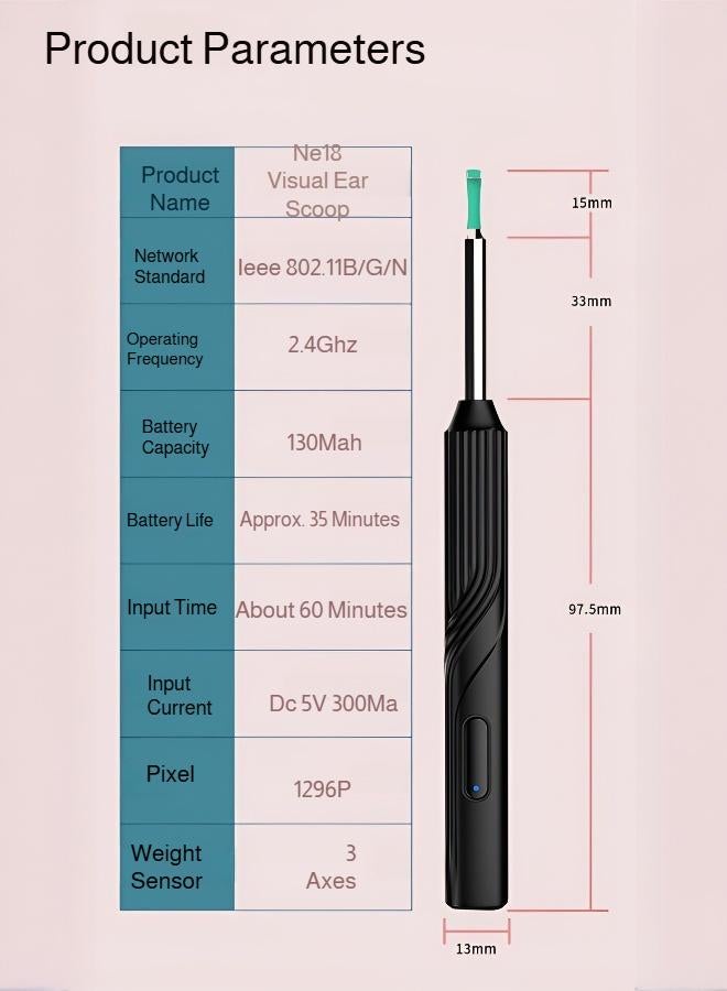 Smart HD Visual Earwax Remover for Kids – Wireless Otoscope with WiFi, Type-C Rechargeable, Replaceable Silicone Tips, Home Use, Safe for Children’s Ears, 6 LED Lights, 3-Axis Gyroscope - Image 4