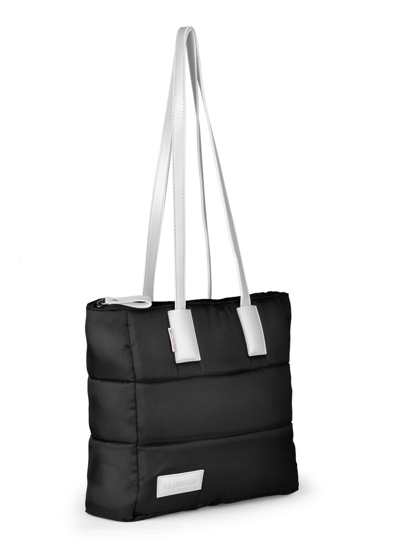 B.S COLLECTION Soft Canvas B.S bag tote bag and shoulder bag for girls - White  - Image 3