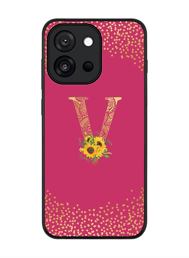 Stylizedd For OnePlus 13s / 13T Case,Slim fit Camera Protection, Shockproof Thin Phone cover  - Custom Floral Monogram - V ( Deep Pink )