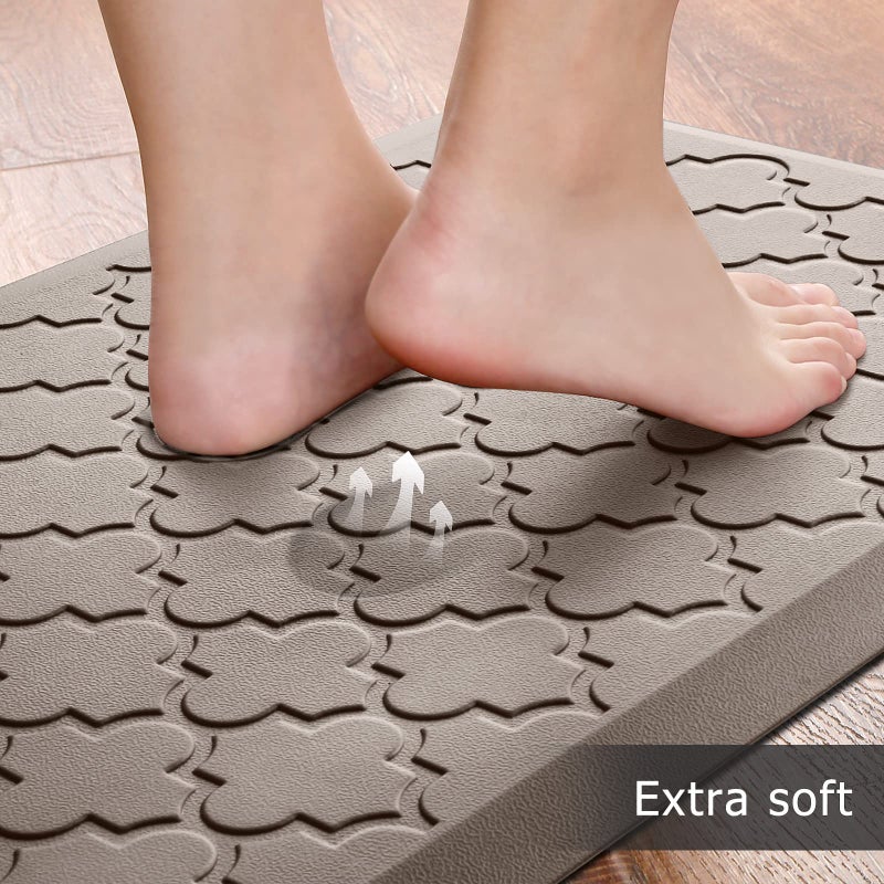 SoftDuo Kitchen Mat [2 PCS] Cushioned Anti-Fatigue Floor Mat Water Resistant Non-Skid Ergonomic Comfort Foam Rugs Standing Mat for Kitchen Floor Office Sink Laundry(Khaki) - Image 3