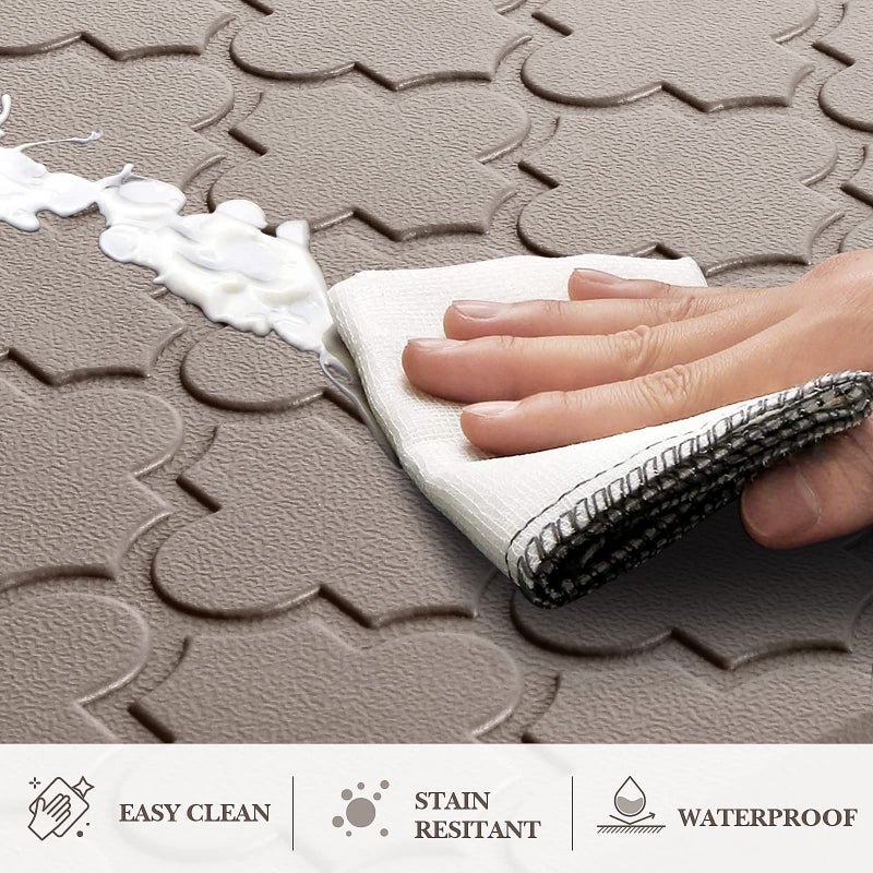 SoftDuo Kitchen Mat [2 PCS] Cushioned Anti-Fatigue Floor Mat Water Resistant Non-Skid Ergonomic Comfort Foam Rugs Standing Mat for Kitchen Floor Office Sink Laundry(Khaki) - Image 4