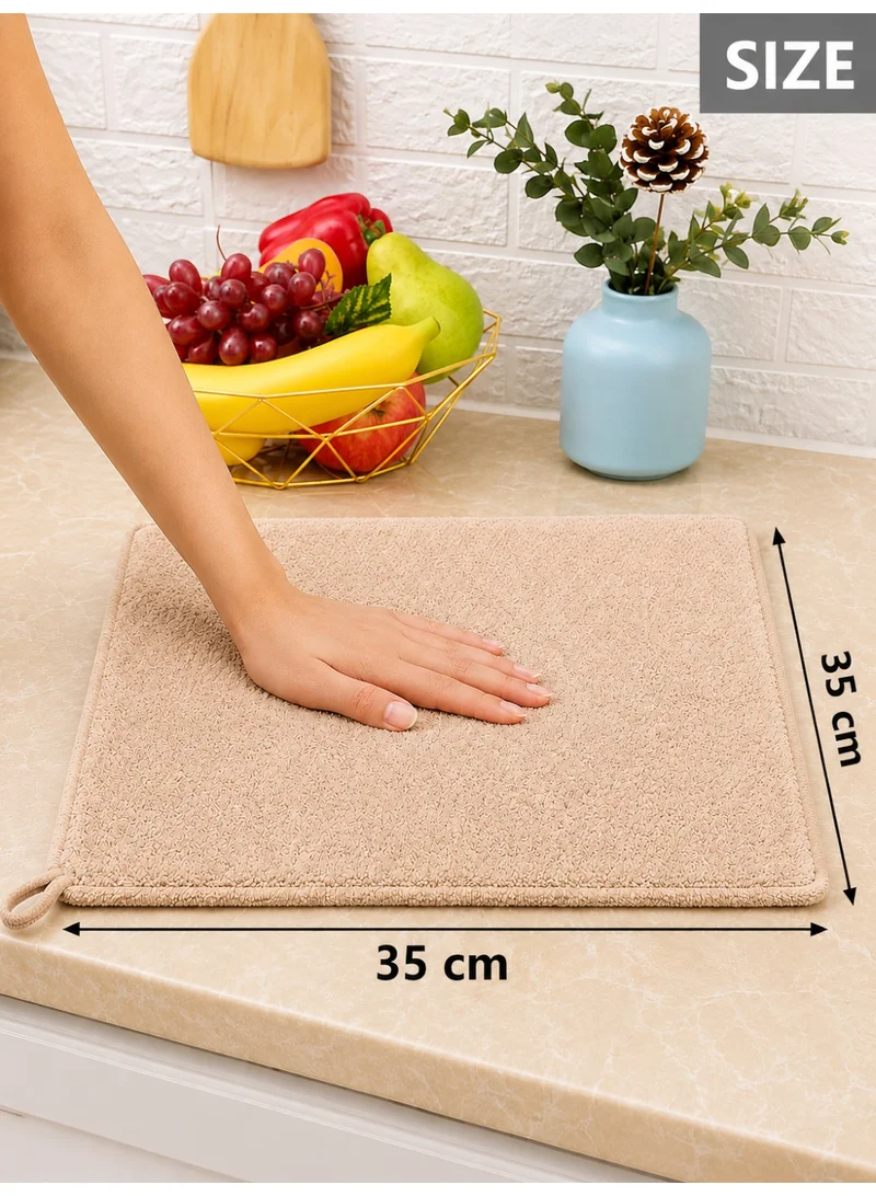 Donetella beige 6-Pack Microfiber Kitchen Towels 35×35 cm Size – 330 GSM, Highly Absorbent, Quick Dry, Lint Free, Streak Free | Dish & Counter Cleaning  | Best Price UAE