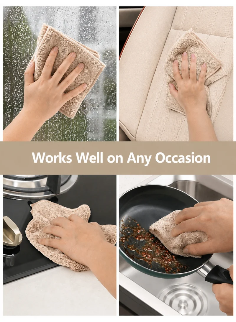 Donetella beige 6-Pack Microfiber Kitchen Towels 35×35 cm Size – 330 GSM, Highly Absorbent, Quick Dry, Lint Free, Streak Free | Dish & Counter Cleaning  | Best Price UAE