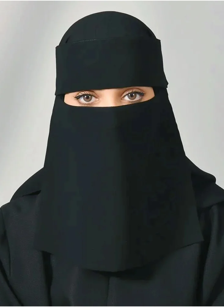 lamha abaya Short sunniqab with elastics and tie closure