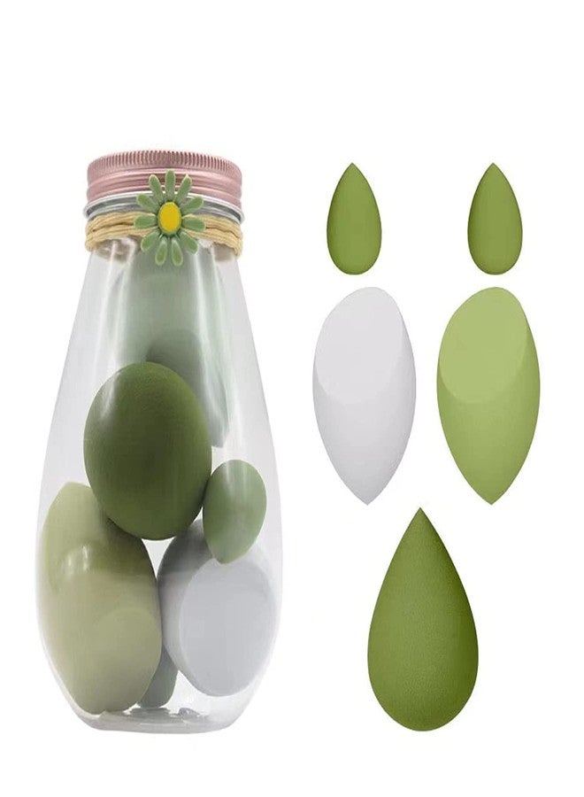 Calitate24 Beauty Blender Sponge Set - 5PCS Soft Beauty Blending Egg Sponges Jar - for All Kind of Cosmetics, Liquid Foundation, BB Cream, Powder, Concealer, Multi-Colored Face Make Up Sponges with Storage Jar - Image 1