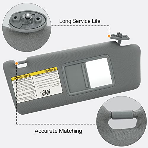 TadaMark Right Passenger Side Sun Visor Fit for Toyota Tacoma 2005 2006 2007 2008 2009 2010 2011 2012 2013 2014 2015 Gray Without Light Replace # 74310-04081-E0 - Image 4