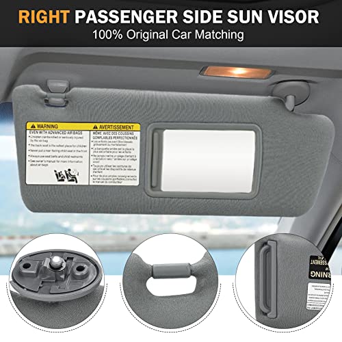 TadaMark Right Passenger Side Sun Visor Fit for Toyota Tacoma 2005 2006 2007 2008 2009 2010 2011 2012 2013 2014 2015 Gray Without Light Replace # 74310-04081-E0 - Image 3