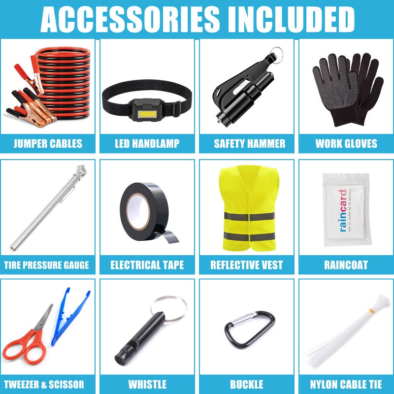 AUTODECO طقم الطوارئ على جانب الطريق من AUTODECO، طقم سلامة السيارة المحمول، أطقم السيارات للطوارئ، أسود - Image 2