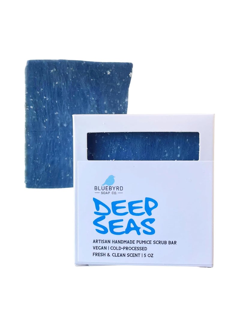 BLUEBYRD SOAP CO. Bluebyrd Soap Co Deep Sea Exfoliating Soap Bar For Men  Masculine Scented Soap Bar for Men Handmade in USA  Made with Exfoliating Pumice  Bentonite Clay  Man Soap DEEP SEA 