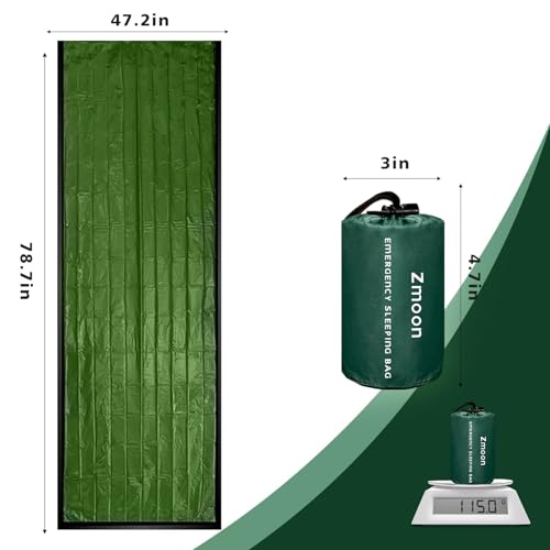Zmoon Emergency Sleeping Bag Survival Bag, Portable Waterproof Thermal Bivy Sacks,Bivvy Bags,Camping Mylar Sleeping Bag Survival Gear Emergency Blankets Survival Shelter (Green Pack of 4) - Image 2