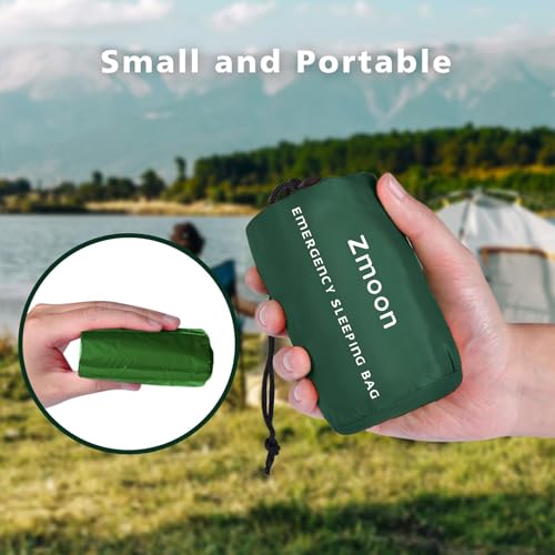 Zmoon Emergency Sleeping Bag Survival Bag, Portable Waterproof Thermal Bivy Sacks,Bivvy Bags,Camping Mylar Sleeping Bag Survival Gear Emergency Blankets Survival Shelter (Green Pack of 4) - Image 5