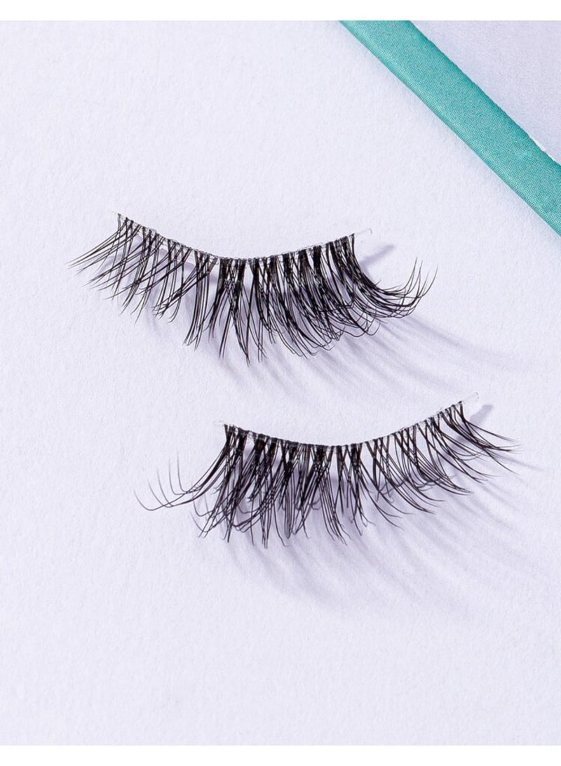 Suerte False lashes Black half cat eye Falsies 7 Pairs  Casual Daily Wear Transparent Stem 3d Cross  Design Eyelashes For Eye Enlarging, 0.5-1.3mm No Glue - Image 5