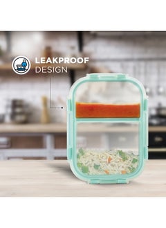 Allo Allo FoodSafe Compartment Glass Lunch Box with Break Free Lock, Oven & Microwave Safe, Borosilicate Glass Container with Partition Divider, Office Tiffin with Cocoa Brown Bag, 580ml, Rectangle  - Image 4