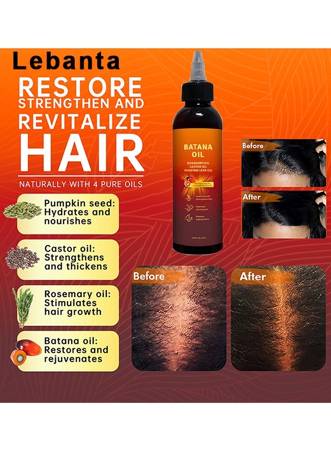 Lebanta Organic Batana Oil For Hair Growth, Rosemary Castor Oil, Natural  Cold-Pressed, Deep Hydration, Hair  Scalp Repair, Anti-Hair Loss With Castor  Rosemary Oil For Stronger, 118G - Image 2