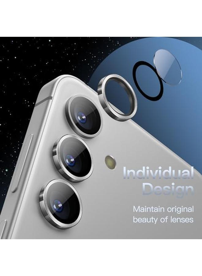 جي تيك واقي عدسة الكاميرا لهاتف Samsung Galaxy S24+ S24 Plus 9H غطاء معدني من الزجاج المقوى بحلقة فردية سهل التركيب شفاف عالي الدقة مجموعة واحدة رمادي رخامي - Image 1