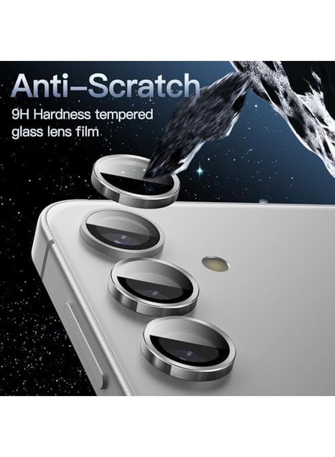 جي تيك واقي عدسة الكاميرا لهاتف Samsung Galaxy S24+ S24 Plus 9H غطاء معدني من الزجاج المقوى بحلقة فردية سهل التركيب شفاف عالي الدقة مجموعة واحدة رمادي رخامي - Image 2