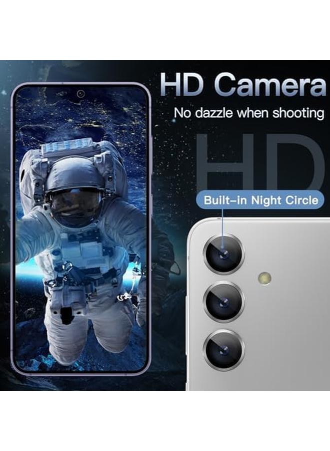 جي تيك واقي عدسة الكاميرا لهاتف Samsung Galaxy S24+ S24 Plus 9H غطاء معدني من الزجاج المقوى بحلقة فردية سهل التركيب شفاف عالي الدقة مجموعة واحدة رمادي رخامي - Image 3