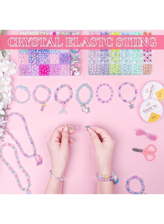 HASTHIP® PATPAT 831PCS Bracelet Making Kit for Girls, DIY Jewelry Beads Set, Charm Bracelet & Necklace Craft Kit with Crystal Thread, Pendants, Tools, Art & Craft Gifts for Kids - Image 3
