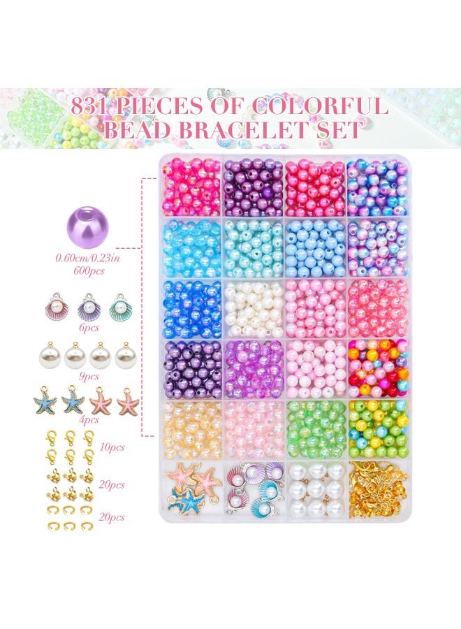 HASTHIP® PATPAT 831PCS Bracelet Making Kit for Girls, DIY Jewelry Beads Set, Charm Bracelet & Necklace Craft Kit with Crystal Thread, Pendants, Tools, Art & Craft Gifts for Kids - Image 4