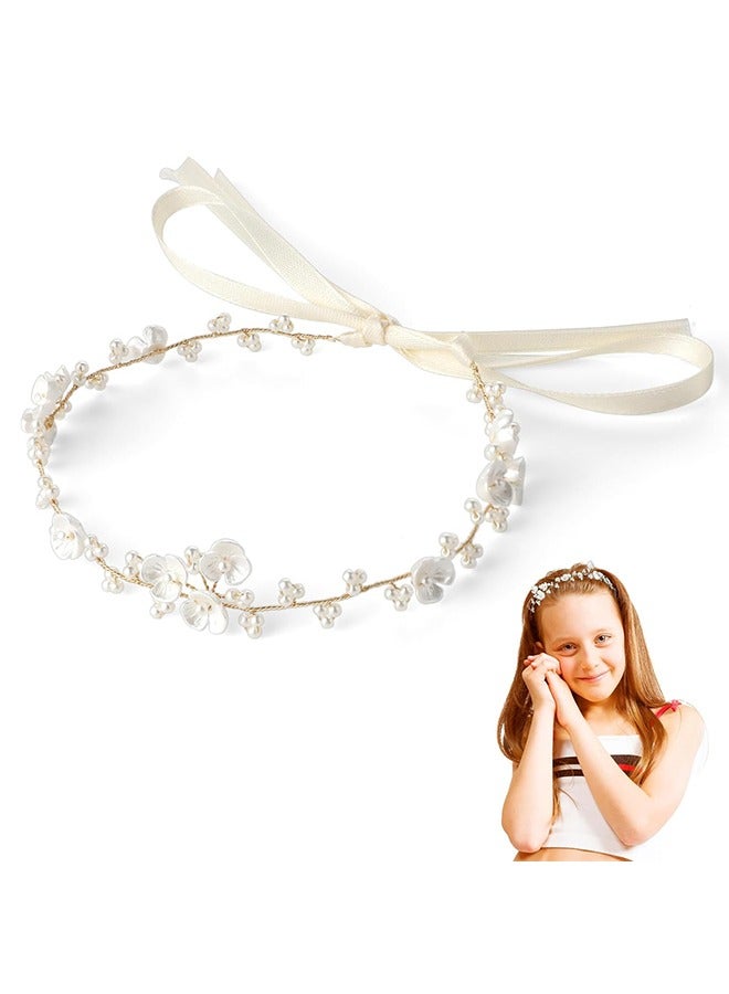 اتش واي قطعة رأس تاج زهرة الأميرة مع اللؤلؤ - إكسسوار شعر الزفاف لفتاة الزهور ، عيد ميلاد ، حفلة ، تصوير ، زفاف - Image 1