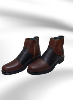 Meto Brown/Black Chelsea lace-up boots made of genuine leather and toe sole  - Image 1
